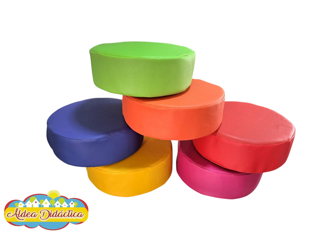 Set cojines de lectura infantil coloridos y cómodos para suelo, 6 unidades.