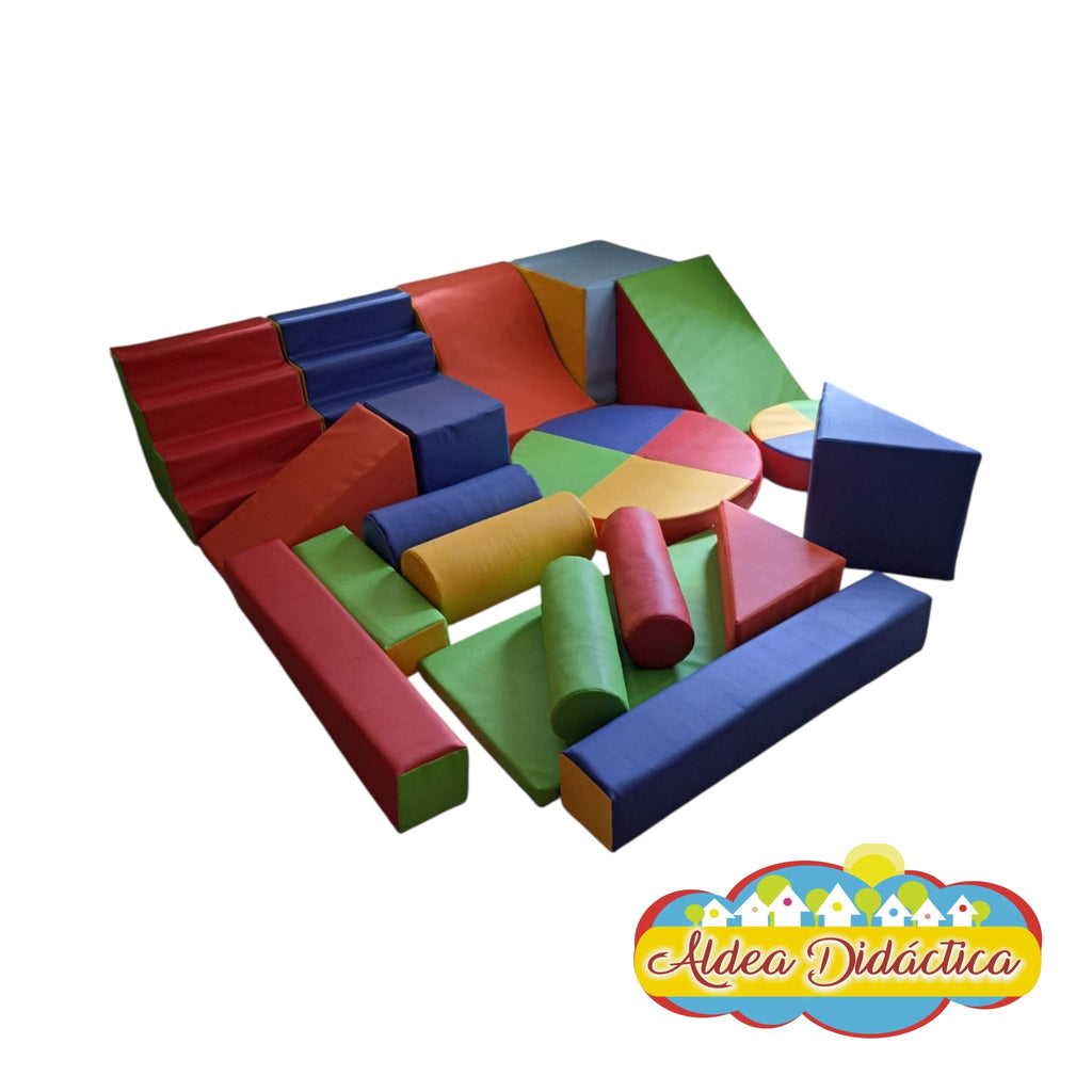 Set multiskill para Salas psicomotoras con bloques y rodillos de colores para estimulación temprana infantil